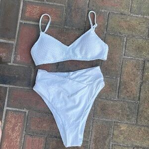 White Aerie Two Piece Textured Swimsuit